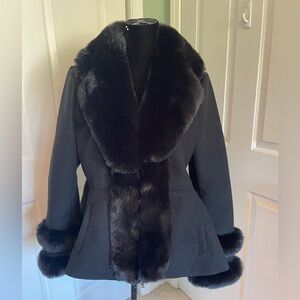 NWT LA Coalition Fitted Black Faux Fur Jacket - Size XL
